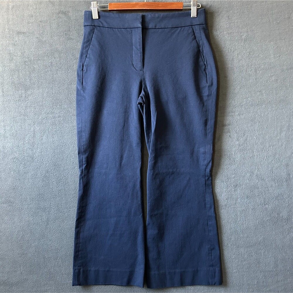 J.Crew Reimagined Hayden Kickout Crop Pants Women's Size 4 Navy Stretch Twill
